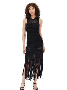 La Ligne Lou Crochet Fringe Maxi Dress — Sleeveless Knit